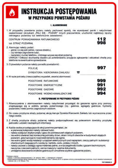 Instrukcje bezpieczeństwa pożarowego